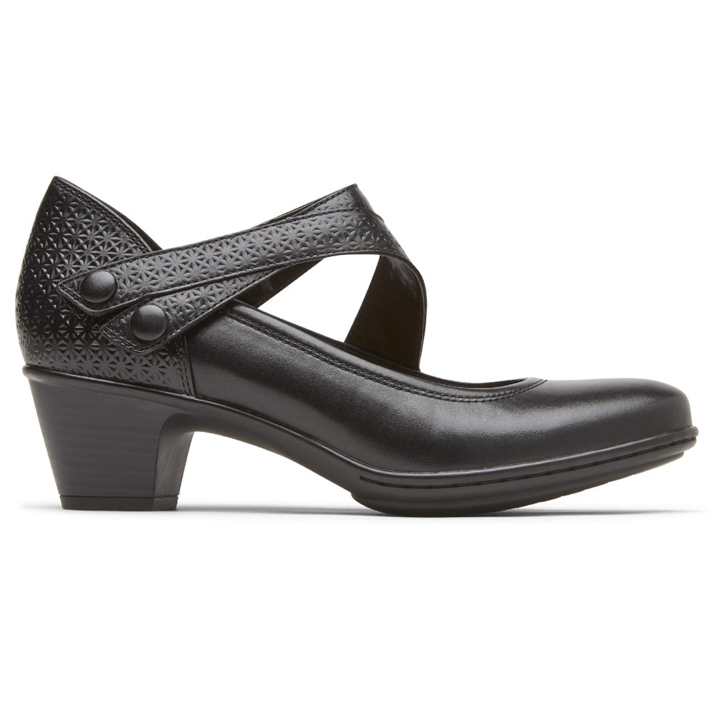 Rockport Womens Wedges Black - Cobb Hill Kailyn Asymmetrical Mary Jane - UK 823-QMZHTE